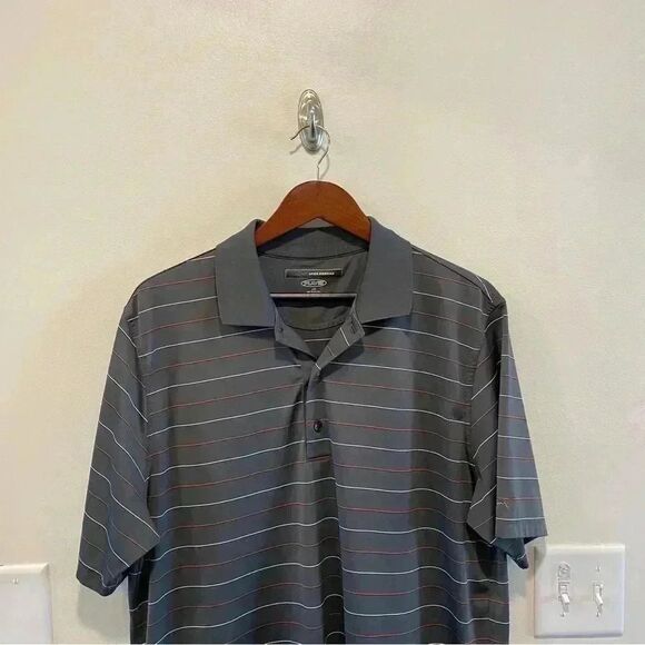 Greg Norman play dry stripe polo men's size large athletic performance gray golf - Picture 2 of 9